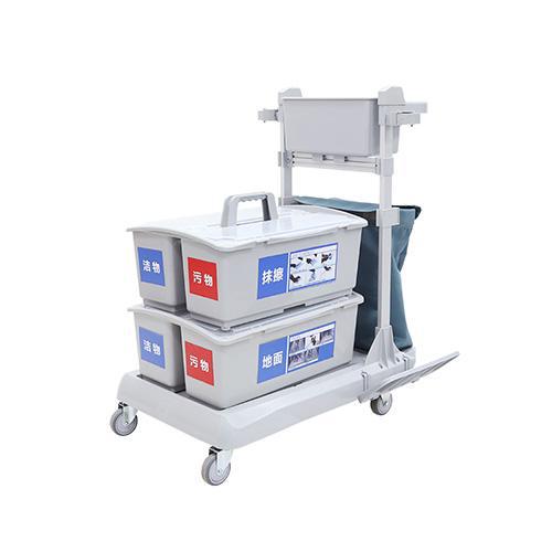 靈動型平推系統清潔車，配垃圾袋，雙格桶x2，含標貼 JD R223