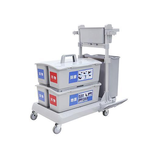 靈動型平推系統清潔車 配垃圾桶、2個含標貼雙格桶 JD G223